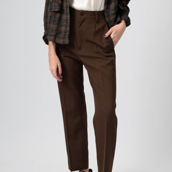 FORTE FORTE Wool Pant in Brown - Picture 1 of 4